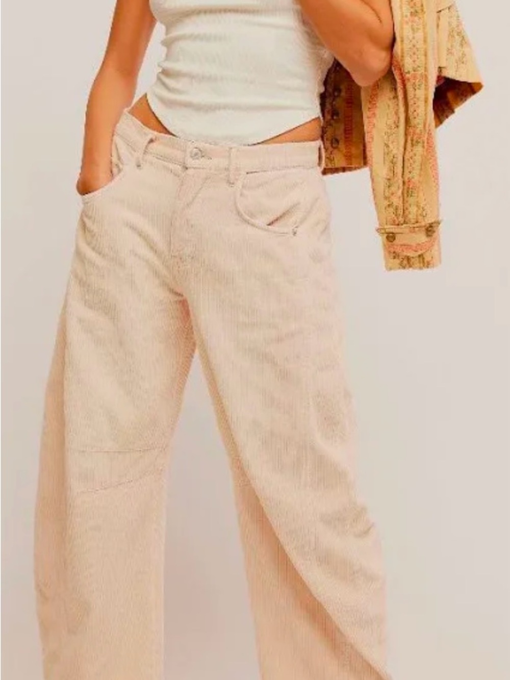 We The Free Cream Wide-Leg Corduroy Pants